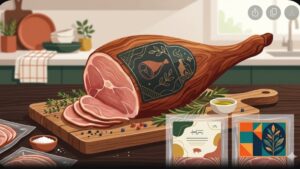 Современные концепты дизайна этикеток для копченого окорока в минималистичном стиле для блога D-Pack